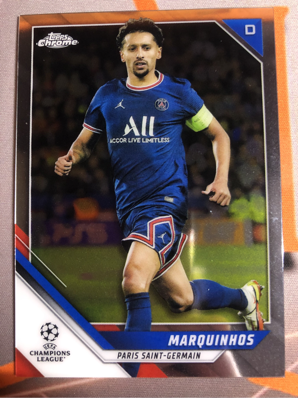 Marquinhos Topps chrome 2022 soccer trading card