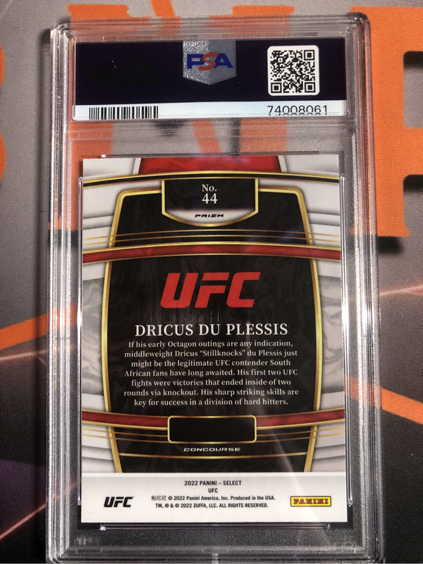 Dricus Du Plesis PSA 9 graded SPECKLE (POP 1) SELECT 2022 UFC trading card