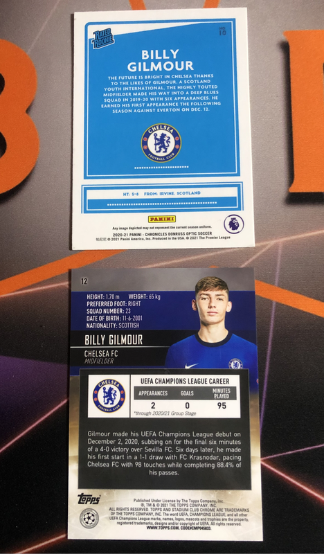 Billy Gilmour Rookie BUNDLE of 2 Rare soccer trading cards
