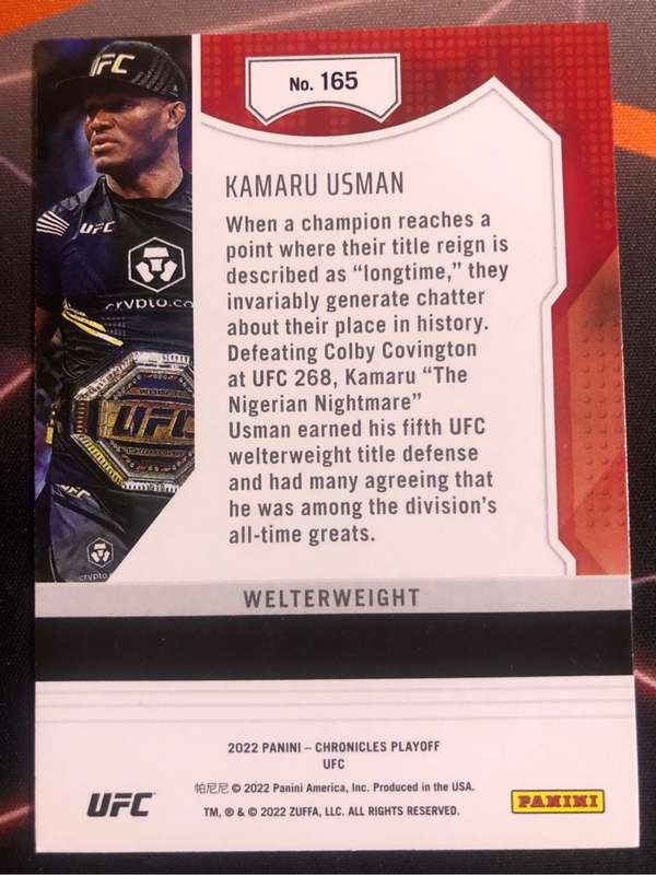 Kamaru Usman PLAYOFF chronicles 2022 UFC Trading card