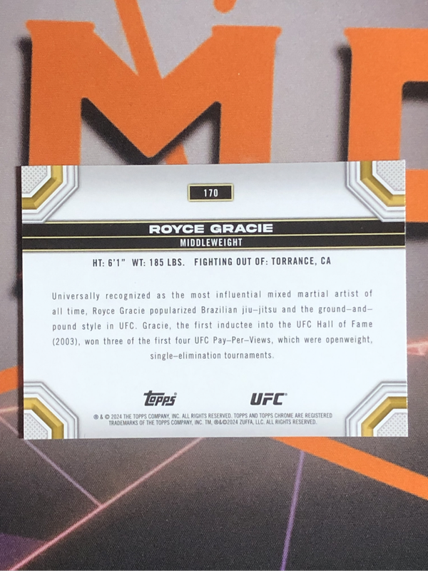 Royce Gracie PURPLE Topps Chrome UFC trading card