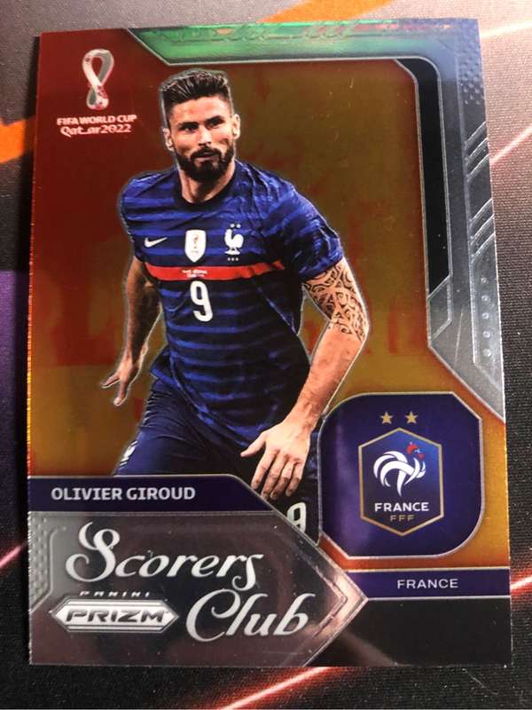 Olivier Giroud Scorers club 2022 World Cup Prizm soccer trading card