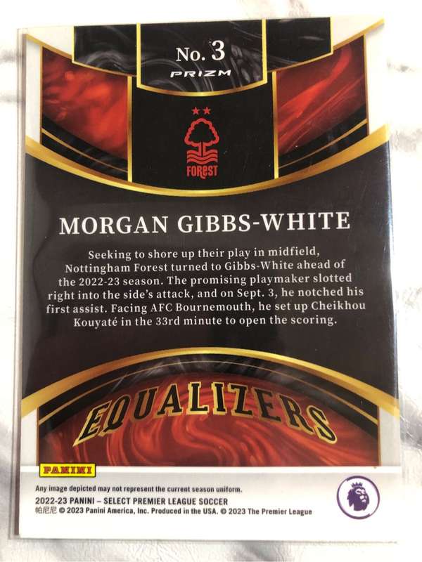 Morgan Gibbs White REFRACTOR Equalizers Select 2022 Soccer trading card