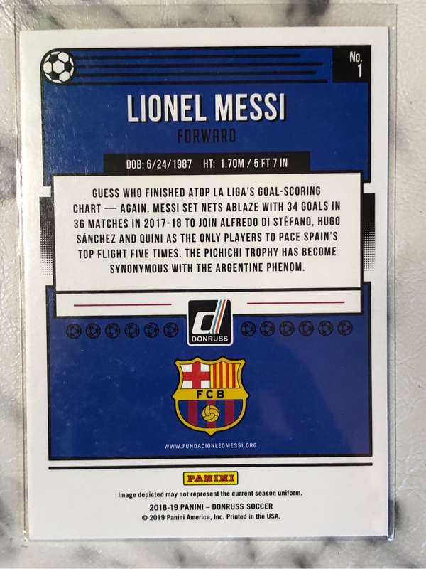 Lionel Messi FC Barcelona RARE 2018-2019 Donruss Soccer trading card
