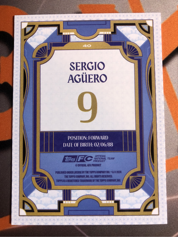 Sergio Aguero Topps Soccer trading card