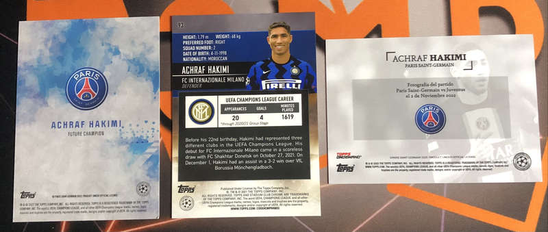 Achraf Hakimi RARE Bundle of 3 Soccer trading cards
