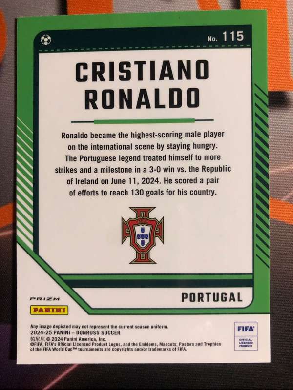 Cristiano Ronaldo REFRACTOR Donruss NEW Premium 2024-2025 Soccer trading card