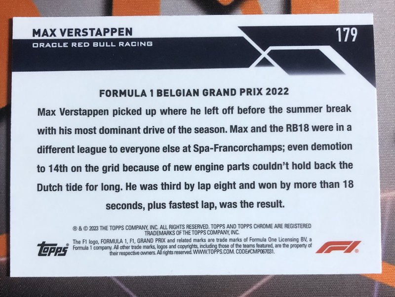 Max Verstappen RARE Formula One 2023 F1 trading card