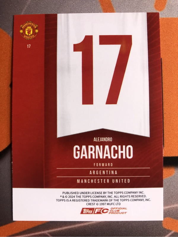 Garnacho NEW 2025 Man United Soccer trading card