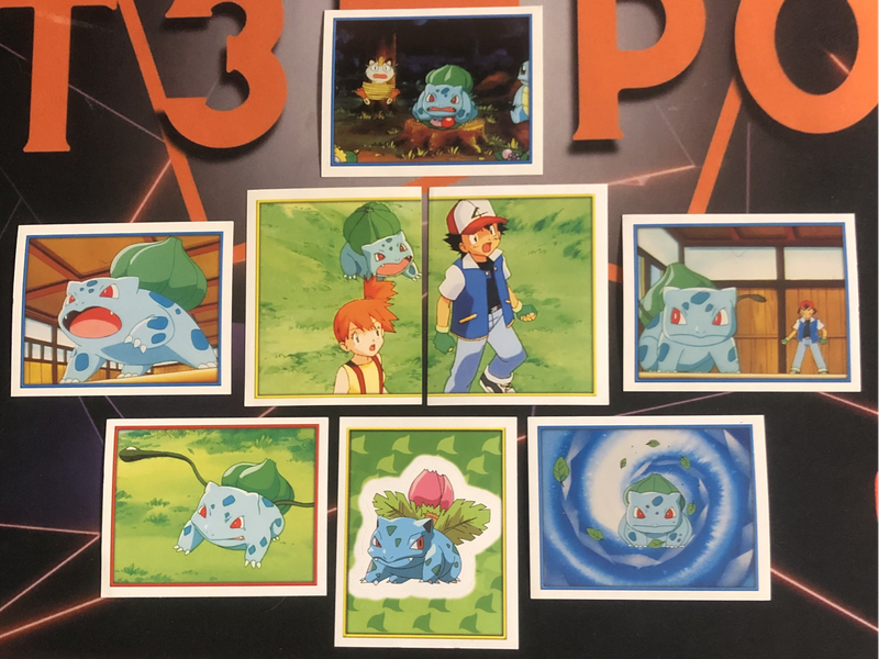 Pokémon Bulbasaur Bundle of RARE 8 Vintage 2000s Topps stickers (Near Mint condition) 