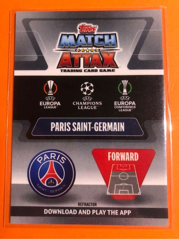Kylian Mbappe Topps Chrome REFRACTOR Match Attax Soccer trading card