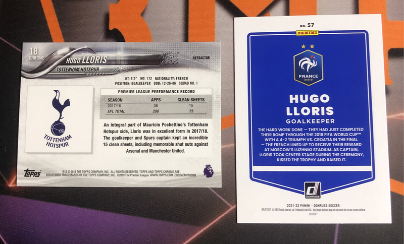 Hugo Lloris  BUNDLE of 2 rare Soccer trading cards
