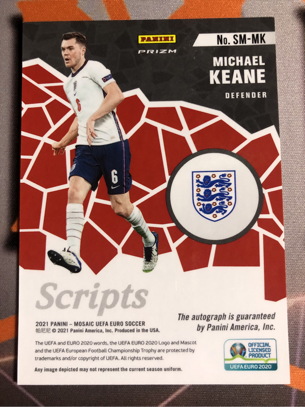 Michael Keane Autograph 2020 Mosaic Euros soccer trading card