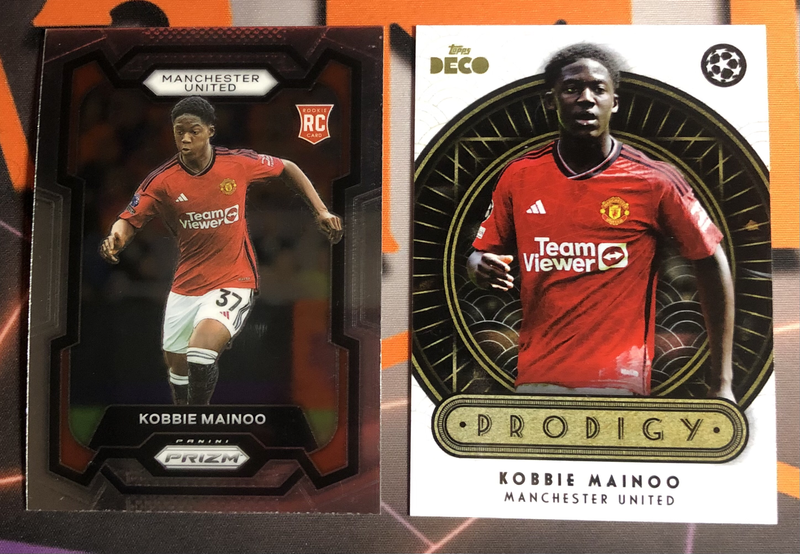 Kobbie Mainoo BUNDLE of 2 RARE  soccer trading cards including a ROOKIE