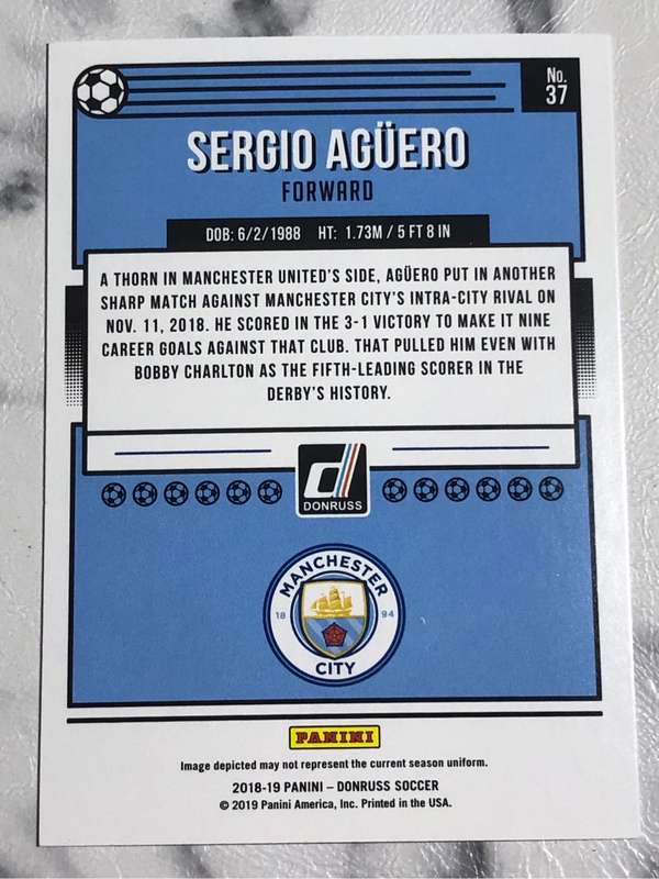 Sergio Aguero Super RARE 2019 Donruss Soccer trading card