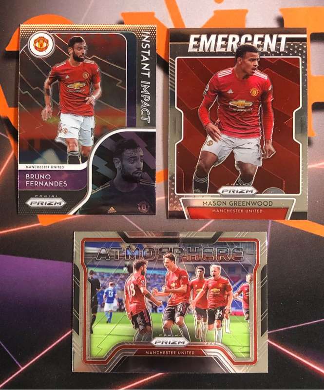 Man United 3 Insert card BUNDLE Prizm 2020 Soccer trading cards