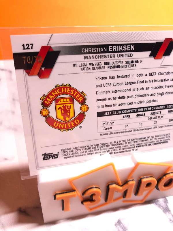 Christian Eriksen NUMBERED 70/70 GREEN (mini 1 of 1) Topps chrome 2023 soccer trading card