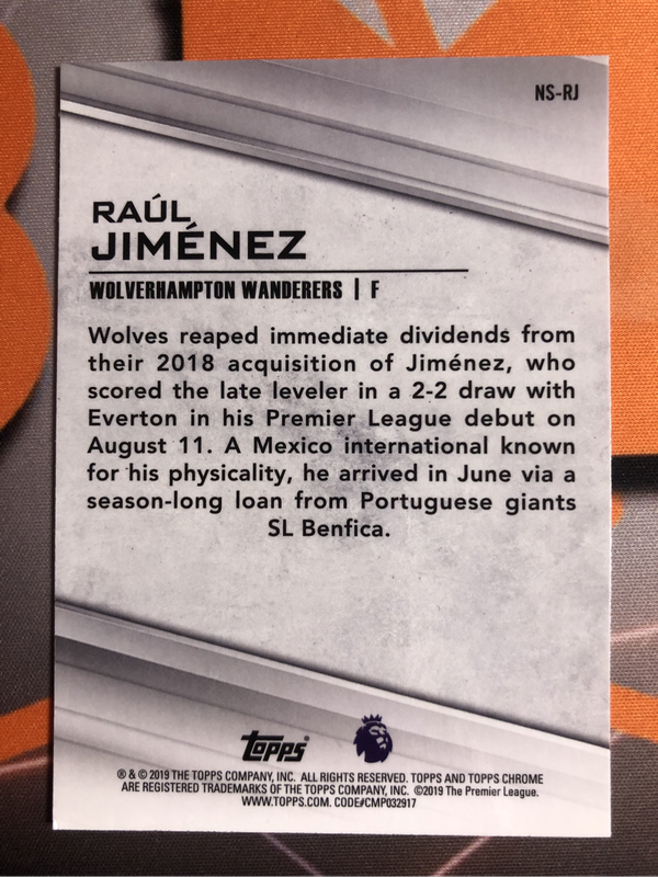 Raul Jimenez REFRACTOR Topps EPL soccer trading card