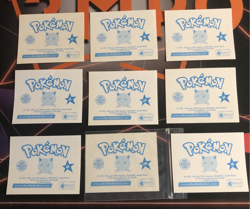 OG Character BUNDLE of 9 RARE Pokemon Topps Merlin sticker  Unstuck Near mint condition