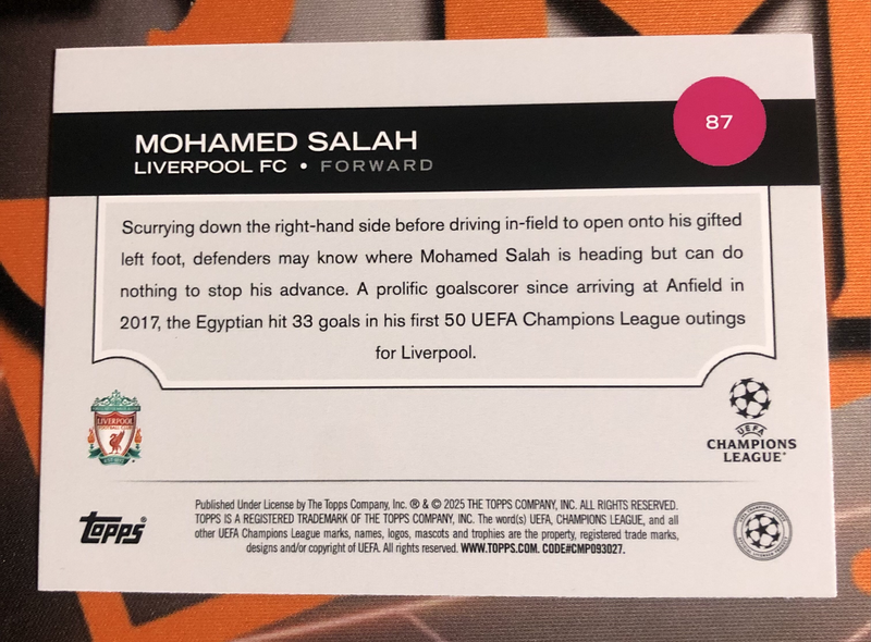 Mohamed Salah Topps 2023 Liverpool Soccer trading card