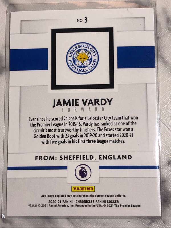 Jamie Vardy RARE speckle variant 2020 Panini Chronicles Soccer trading card
