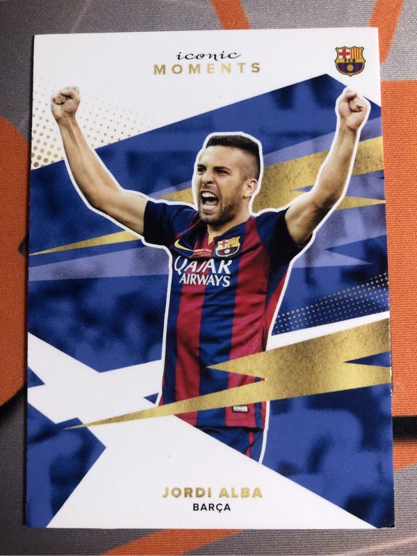 Jordi Alba Iconic Moments Topps 2021 Soccer trading card 
