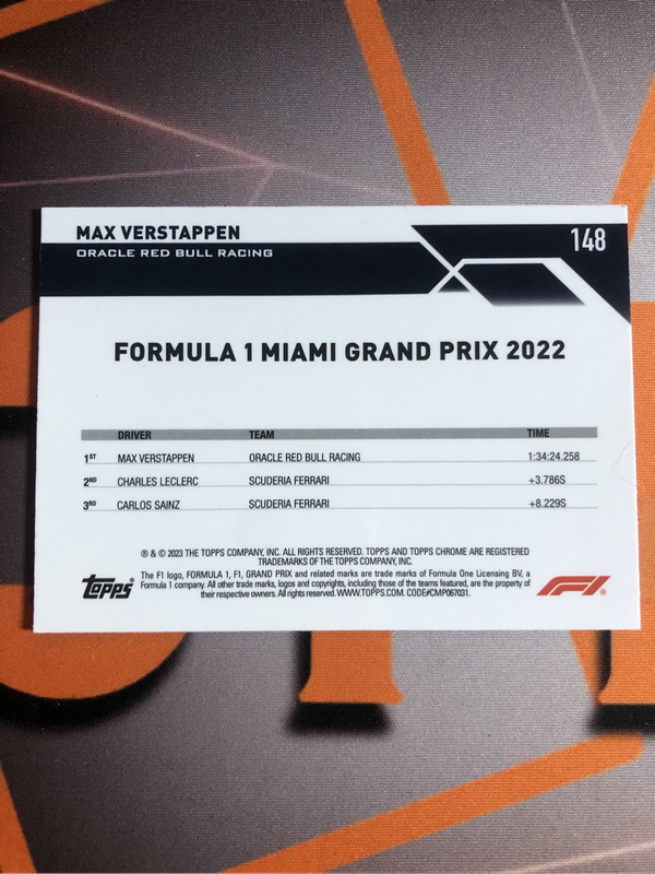 Max Verstappen RARE Formula One 2023 F1 trading card