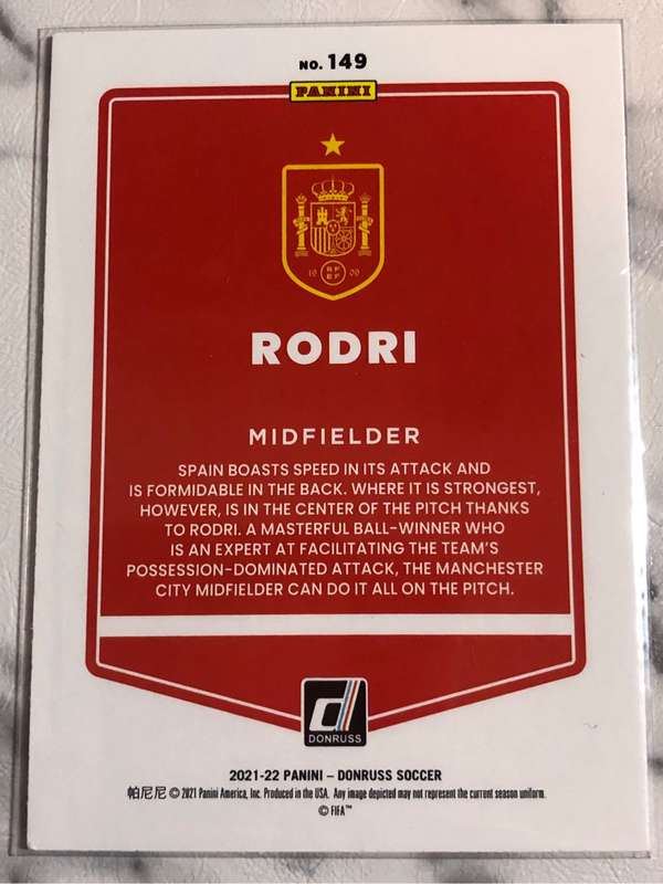 Rodri Donruss Road to Qatar 2021 Soccer trading card