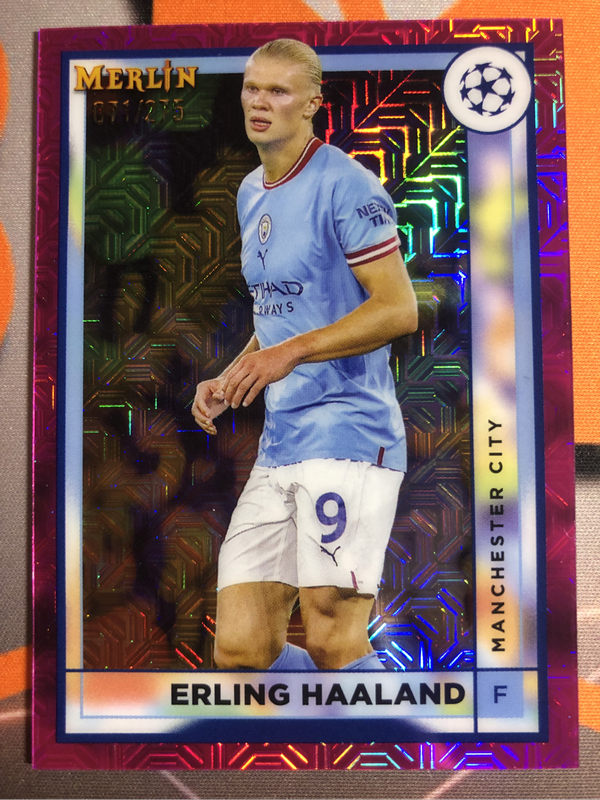Erling Haaland NUMBERED out of 275 Topps Merlin 2023 Soccer trading card