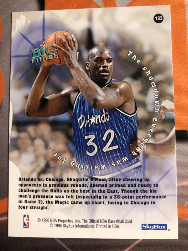 Shaquille Oneal NBA Skybox 1996 basketball trading card