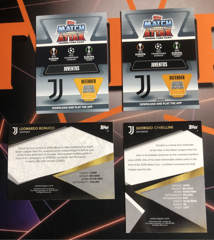 Chiellini & Bonucci Duo BUNDLE of 4 RARE soccer trading cards