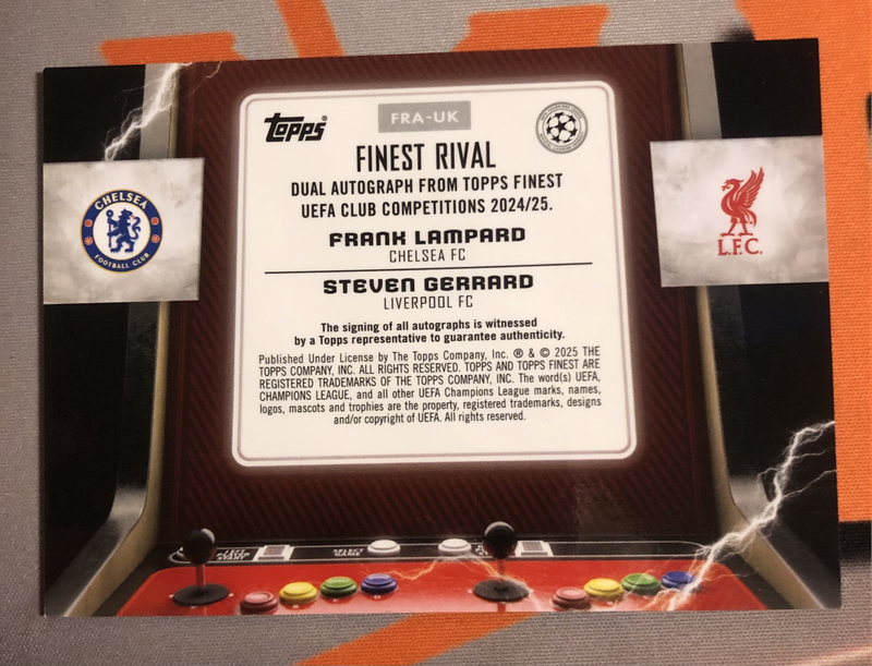 Steven Gerrard & Frank Lampard NUMBERED 10 of 10 DUAL Autograph Topps RIVALS soccer trading card 