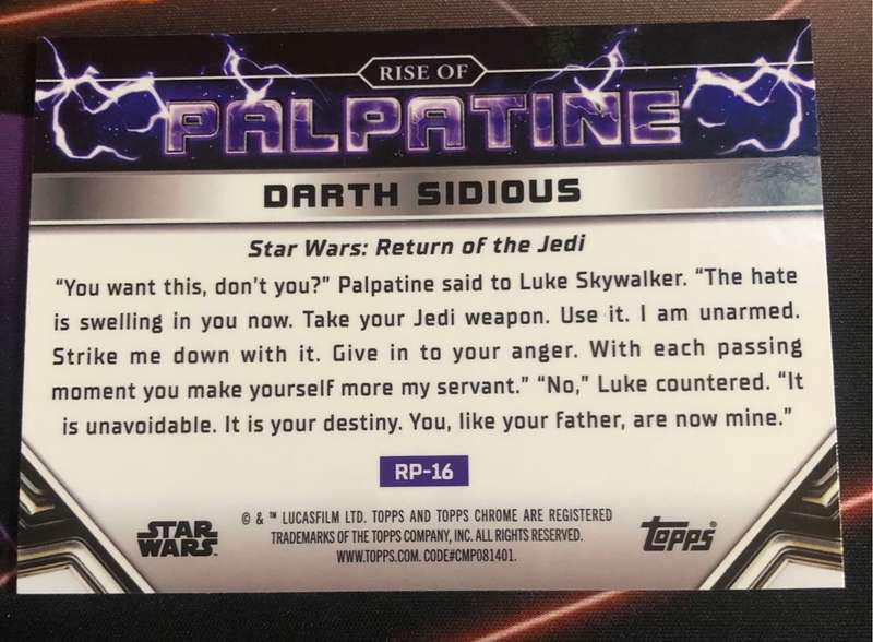 Rise of Palpatine Tempting Luke Skywalker Topps Chrome REFRACTOR Star Wars trading card