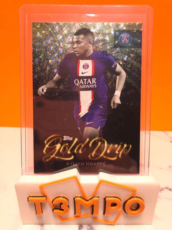 Kylian Mbappe GOLD DRIP Topps 2023 Soccer trading card 