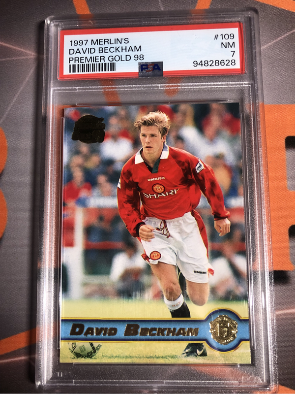 David Beckham 1997 2nd ROOKIE Graded PSA 7 (Jersey Number 7 match) Premier GOLD soccer trading card