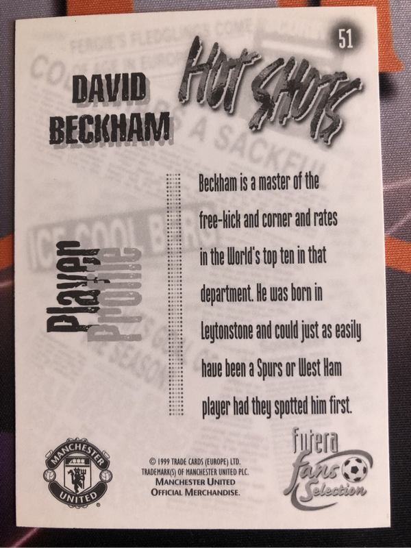 David Beckham VINTAGE Futera 2000 soccer trading card