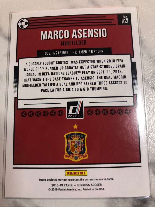 Marco Asensio Very RARE Donruss 2018 Soccer trading card