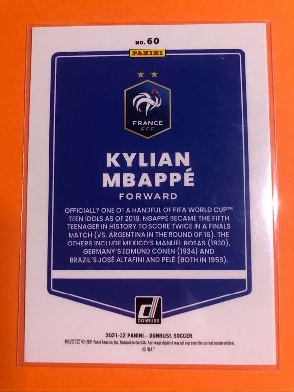 Kylian Mbappe Donruss 21-22 Soccer trading card