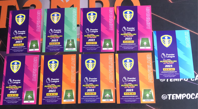 Leeds BUNDLE set of 7 Adrenalyne XL 2023 Soccer trading cards