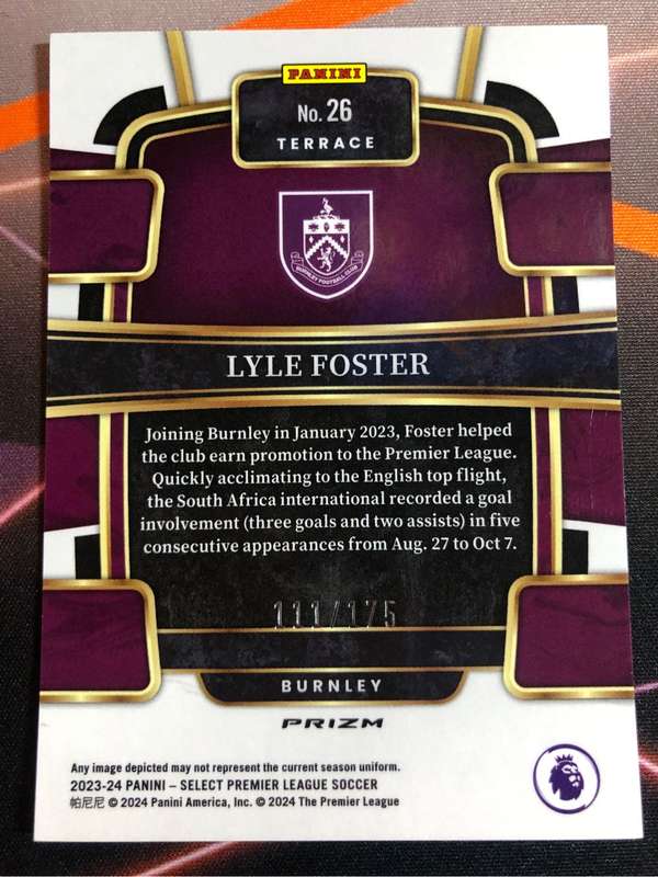 Lyle Foster ROOKIE Camo Numbered out of 175 Soccer trading card
