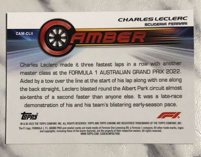 Charles Leclerc GOLD Numbered out of 50 Topps Chrome 2023 F1 Trading card