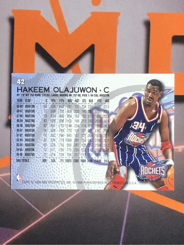 Hakeem Olajuwon Fleer 1996 NBA Basketball trading card 