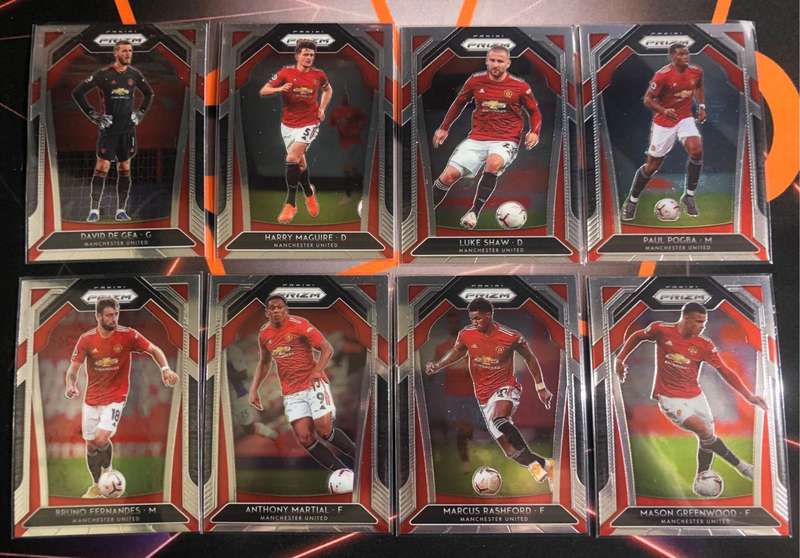 Man United 8 card BUNDLE of 2020-21 Prizm EPL base Soccer trading cards