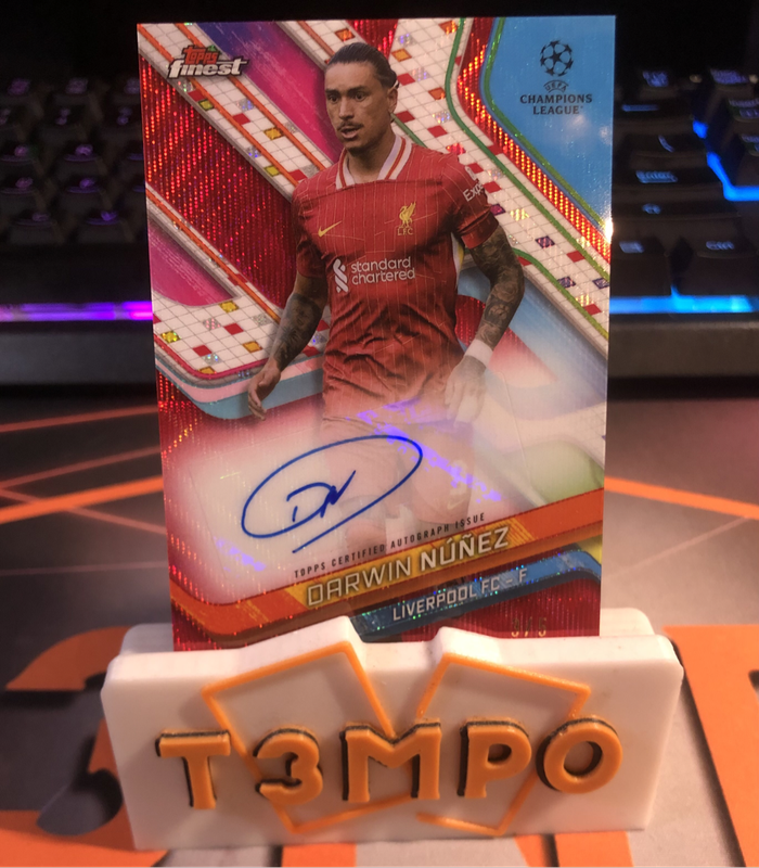 Darwin Nunez NUMBERED 5 of 5 RED Colour match NEW Topps Finest 2025 soccer trading card