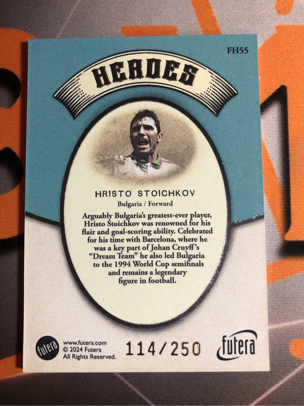 Hristo Stoichkov NUMBERED out of 250 HEROES FUTERA High End Soccer trading card 