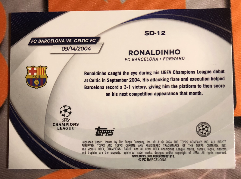 Ronaldinho Topps Chrome STARBALL Debut 2024 Soccer trading card