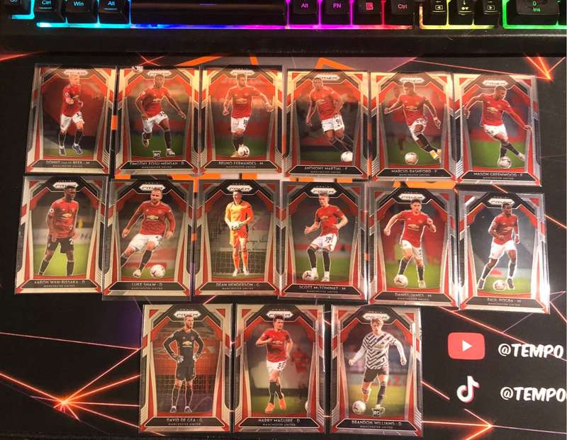 Manchester United COMPLETE 15 card BASE set 2020-21 PRIZM Soccer trading card BUNDLE