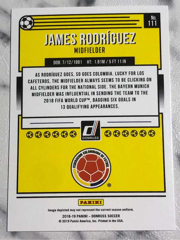 James Rodriguez Super RARE 2019 Donruss Soccer trading card