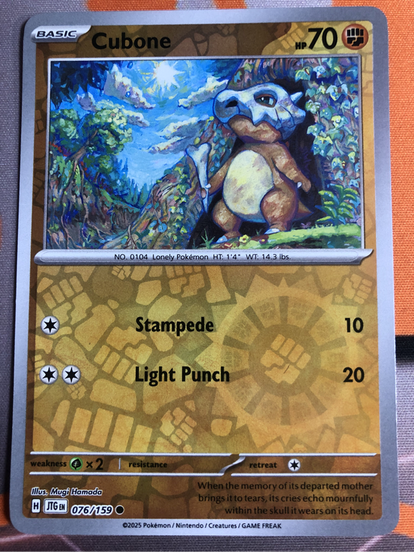 Cubone Reverse Holo Journey Together Pokémon trading card 