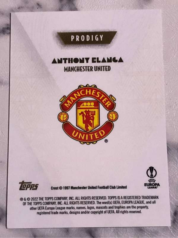 Anthony Elanga PRODIGY Topps Deco 2022 Soccer trading card